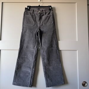 J. Crew Straight Leg Corduroy Pants Women Sz‎ 24 Gray Pockets Preppy Retro NWOT